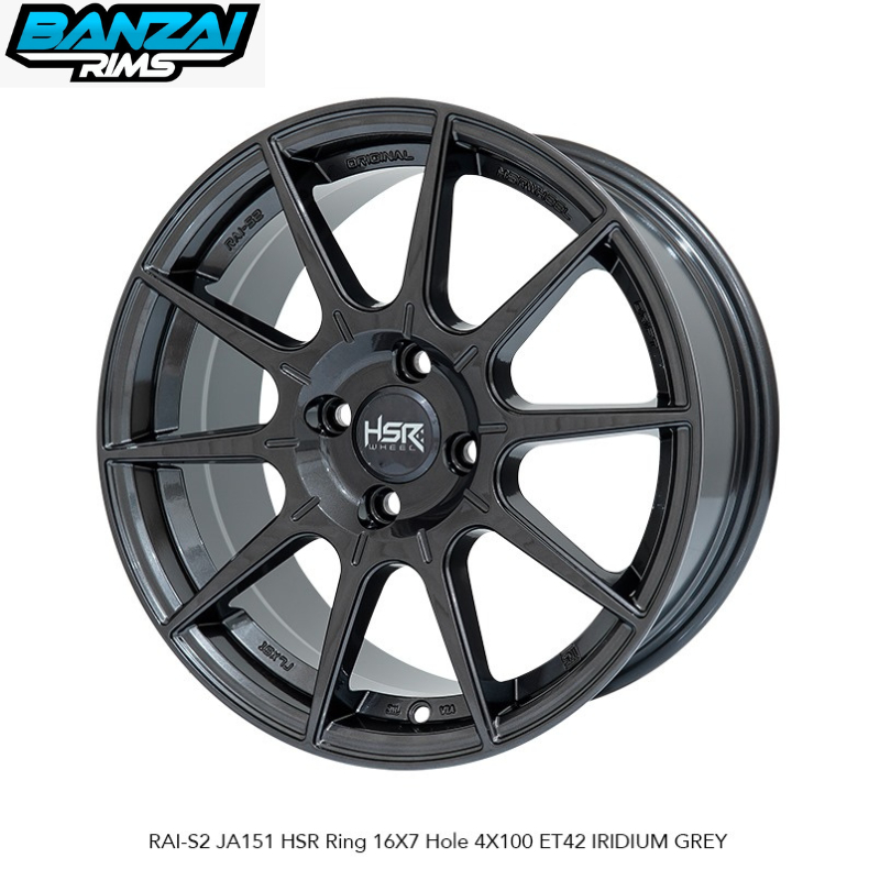 VELG HSR RAI-S2 RING 16 IRIDUM GREY JAZZ YARIS MAZDA2 FREED MOBILIO VIOS CITY