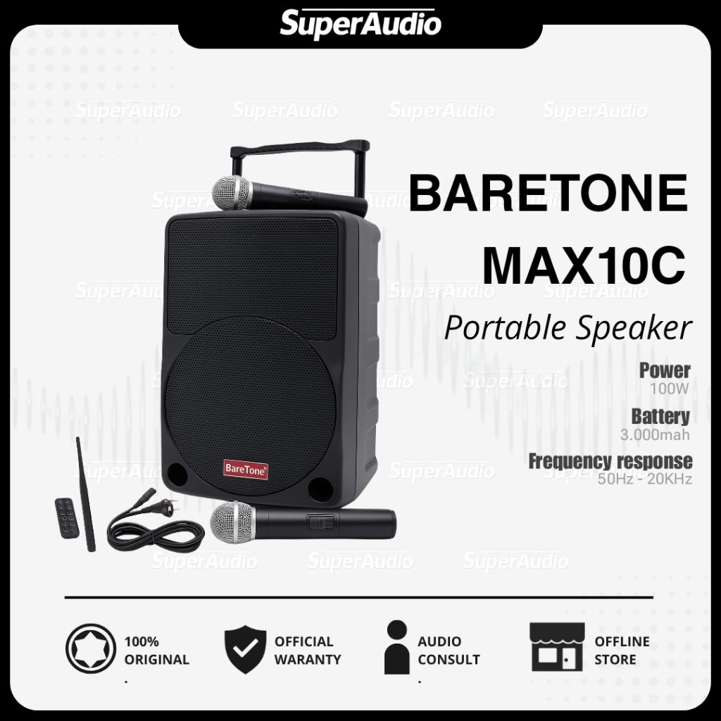 Baretone MAX10C Speaker Portable 10 Inch