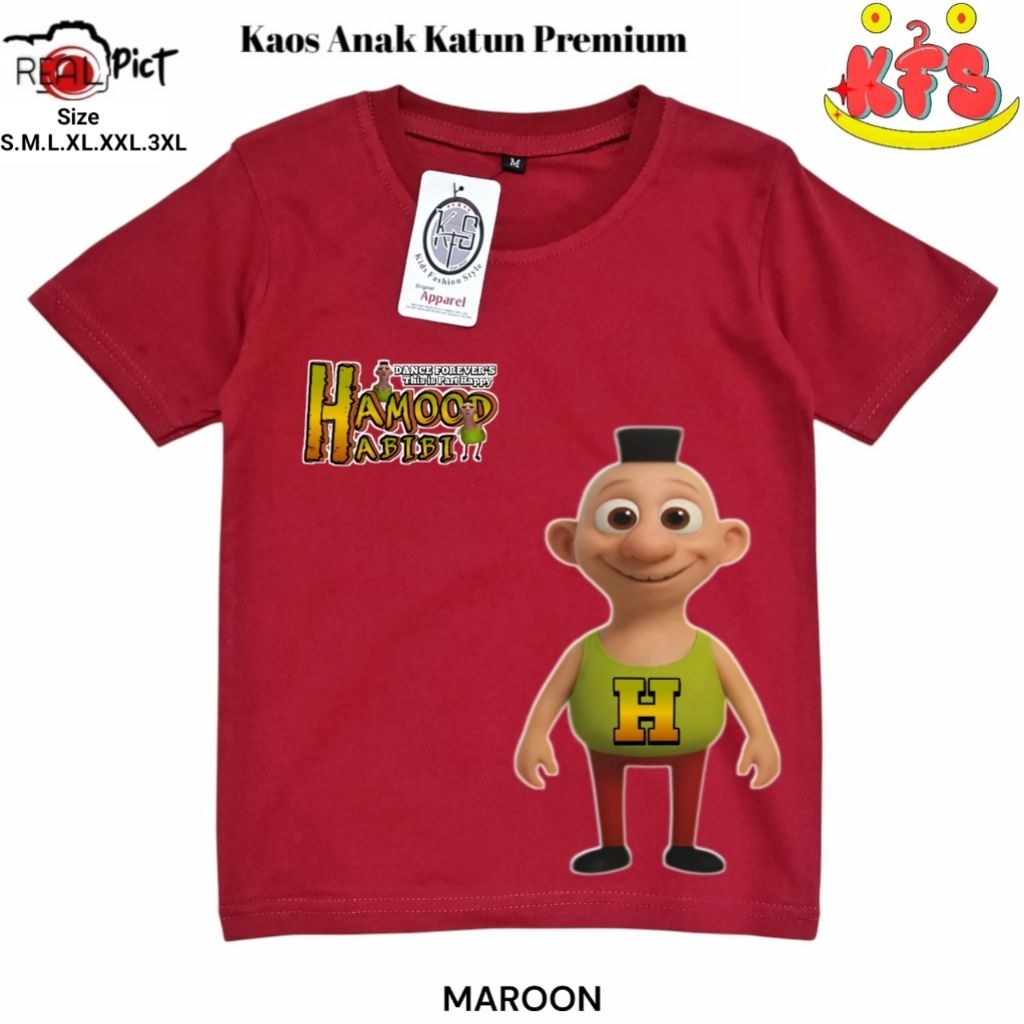 Fashion Baju Kaos Hamood Habibi Anak Laki-laki Perempuan Usia 1-13 Tahun Katun