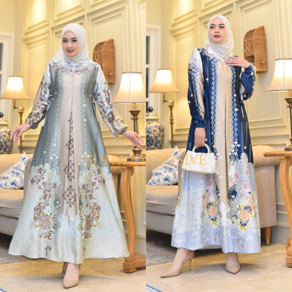 Gamis Silk Premium Terbaru |Gamis Motif Bunga Terbaru | Gamis Motif Etnik Silk Premium|Gamis Motif B