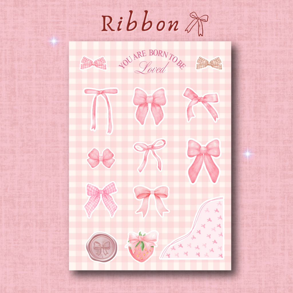 

RIBBON - Aesthetic Vinyl Sticker Pack with Kiss Cut (A6)