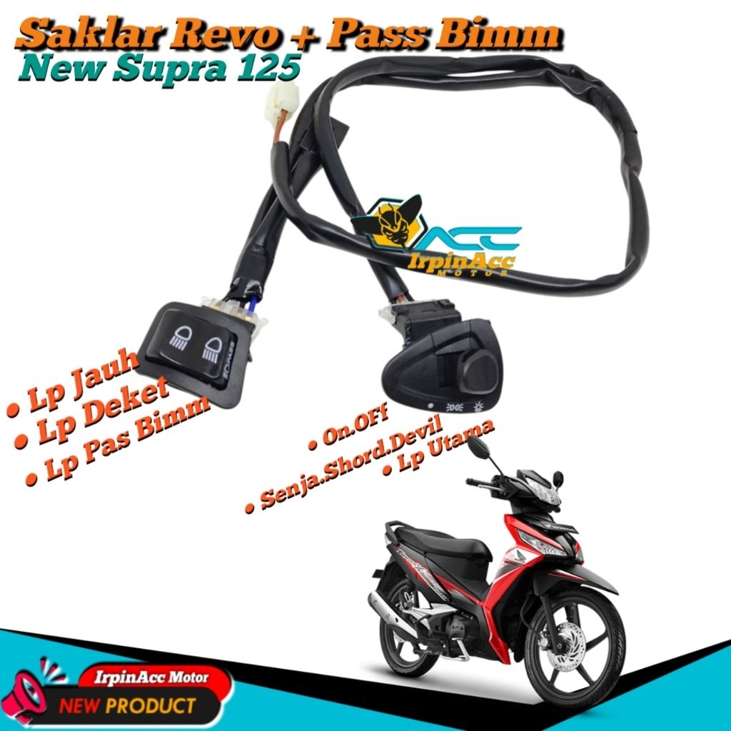 SAKLAR HONDA REVO + PASS BEAM 3 FUNGSI PNP SUPRA X 125 HELM IN