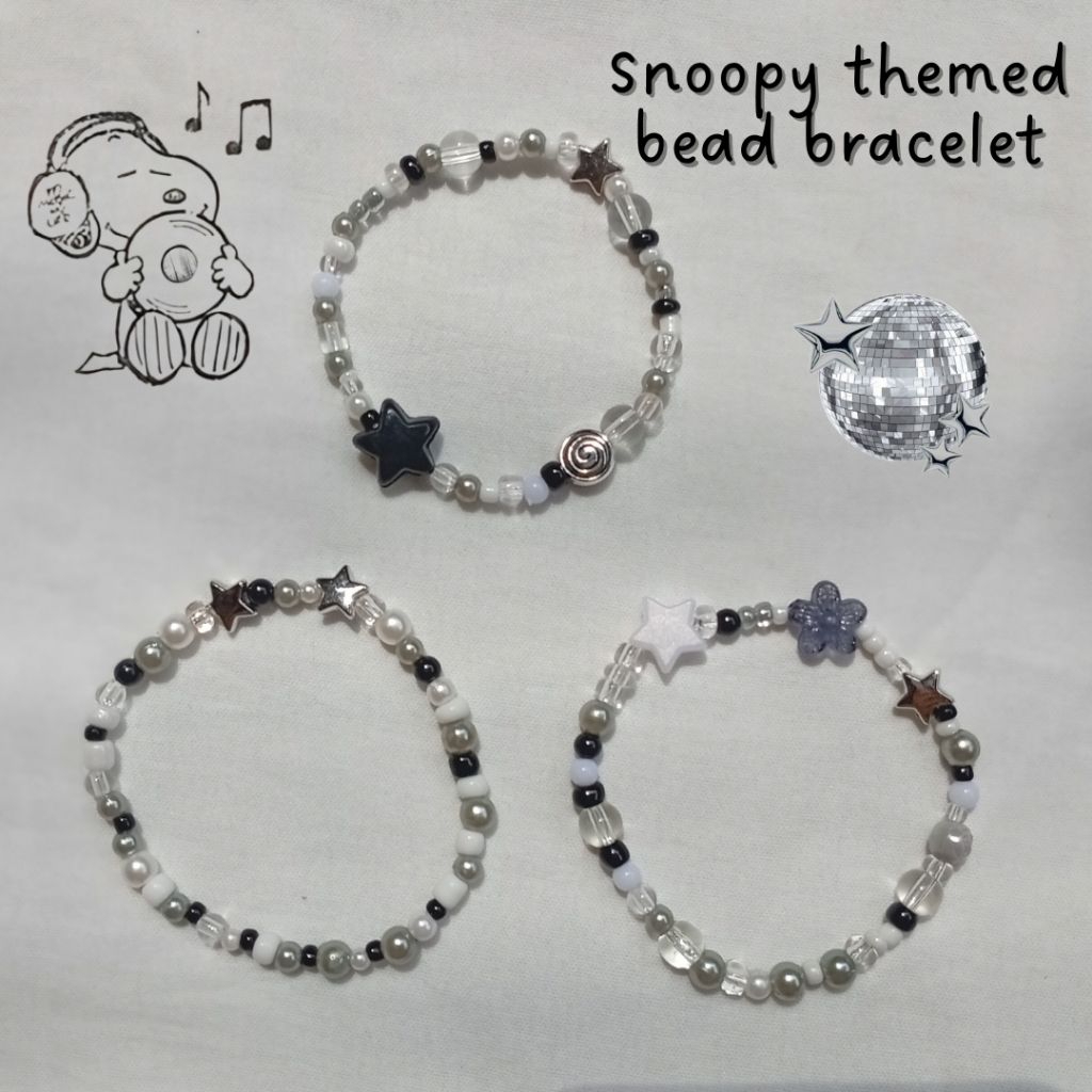 Gelang Manik Manik Tema Snoopy, Jual Bracelet Theme Snoopy gelang couple, gelang manik manik Aesthet