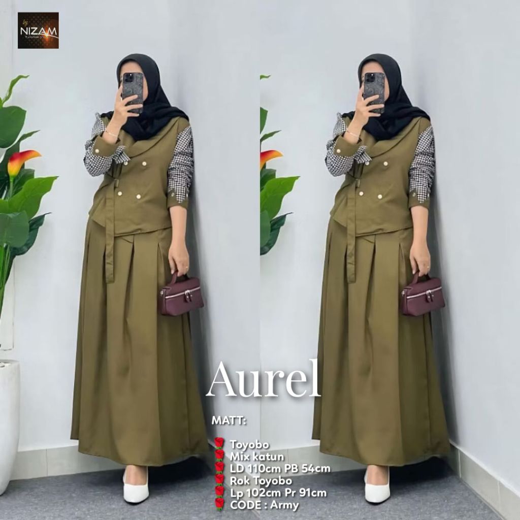AURIEL SET ROK/ SETELAN POLOS LINEN PREMIUM