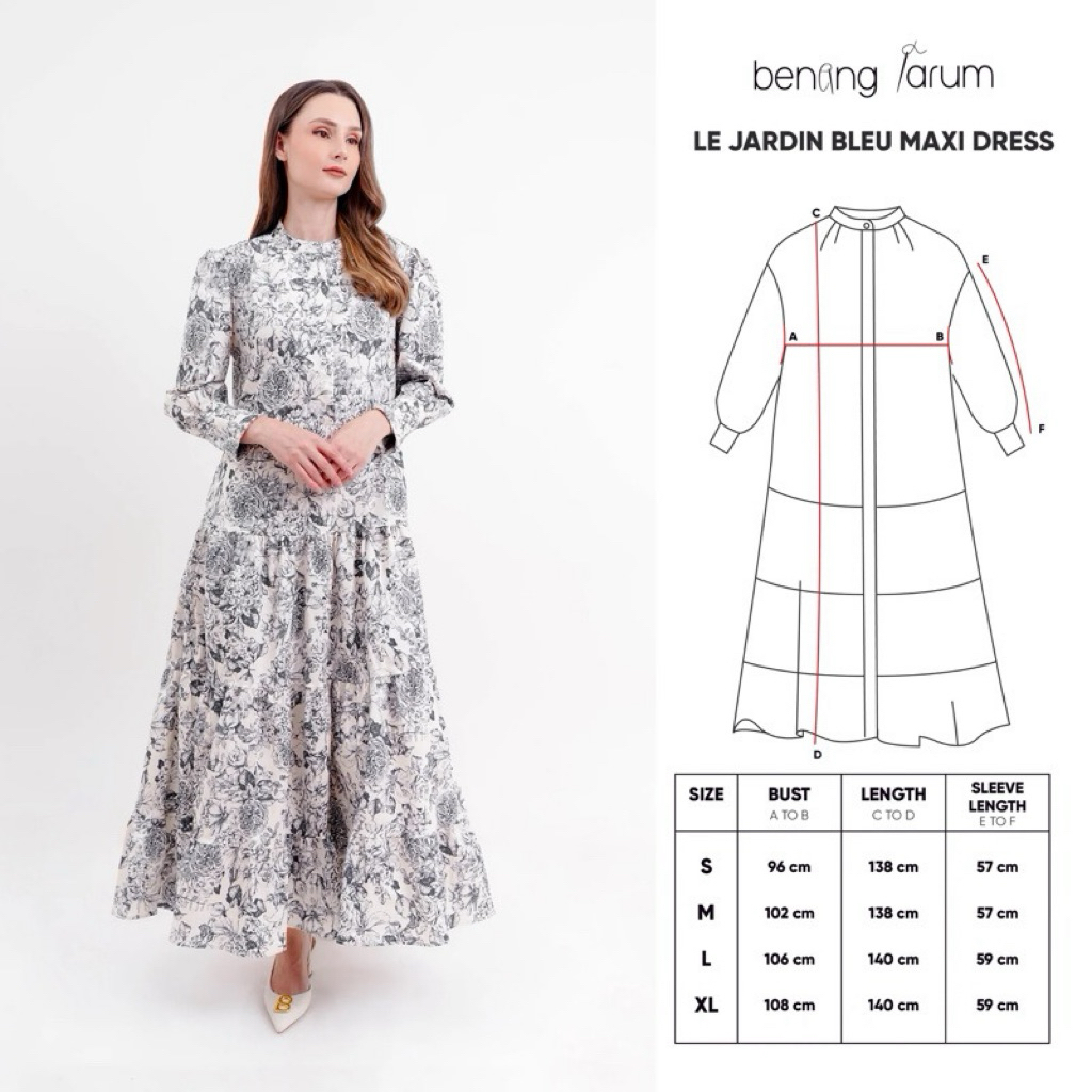 Benang Jarum Le Jardin Bleu Maxi Dress size M