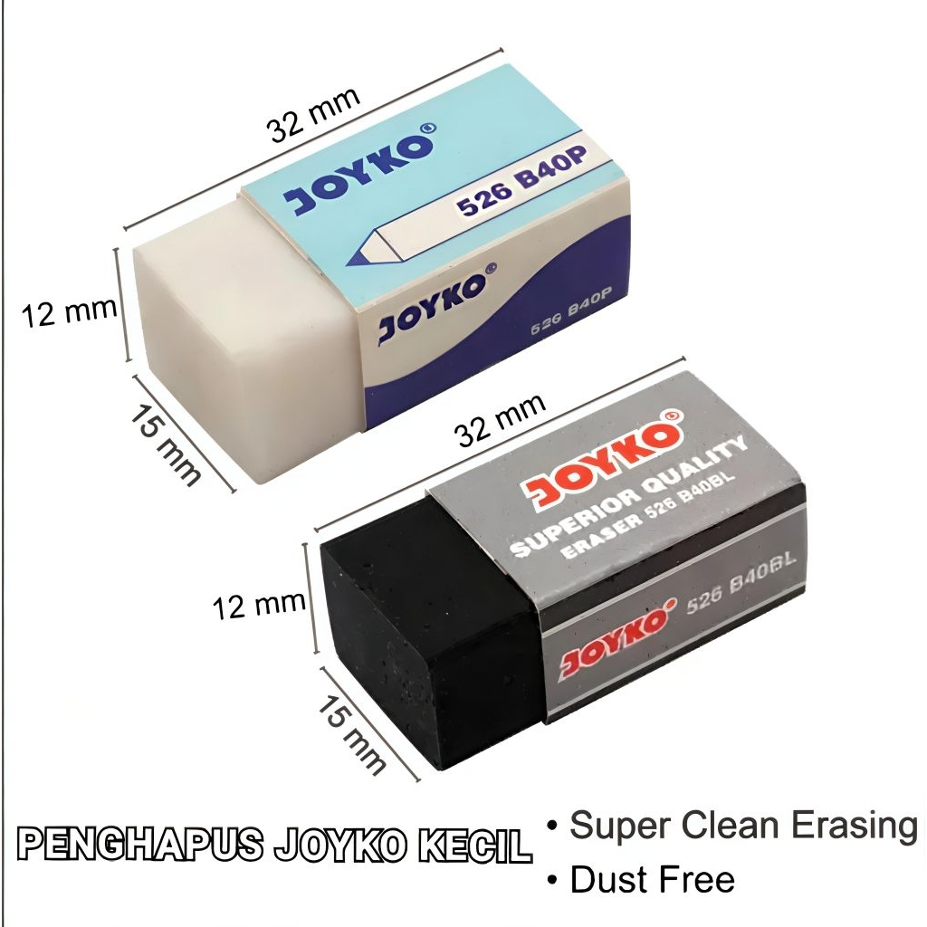 

Penghapus Pensil Joyko - Penghapus Karet Soft Eraser Ukuran Kecil Hitam/Putih (Harga per 1pcs)