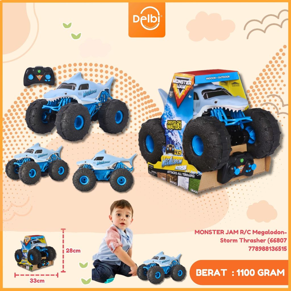 Mainan Remote Control Monster Jam Megalodon Storm Trasher MAINAN MONSTER JAM R/C MEGALODON-STROM THR