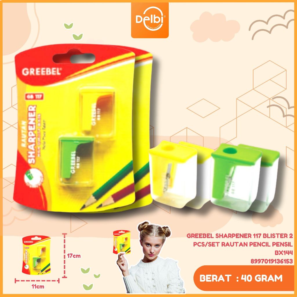 

GREEBEL SURABAYA SHARPENER 117 BLISTER 2 PCS/SET GREEBEL SHARPENER 117 BLISTER 2PCS/SET
