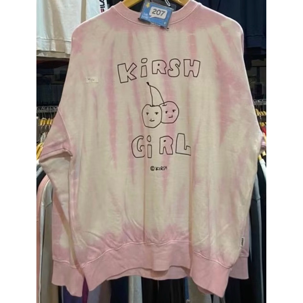 Kirsh girl cherry pink tiedye ori cn sweater sweatshirt crewneck