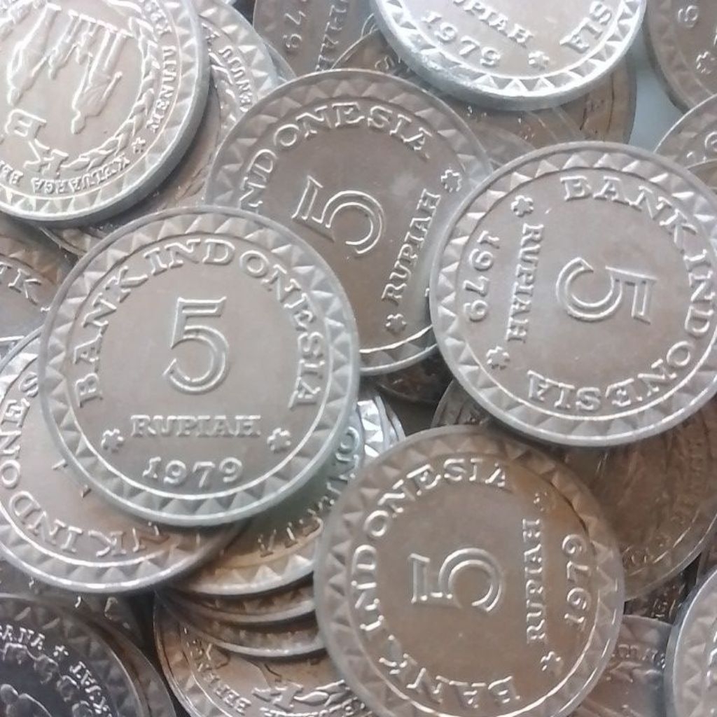 UANG KUNO ASLI 5 RUPIAH ALUMUNIUM KB KECIL TAHUN 1979