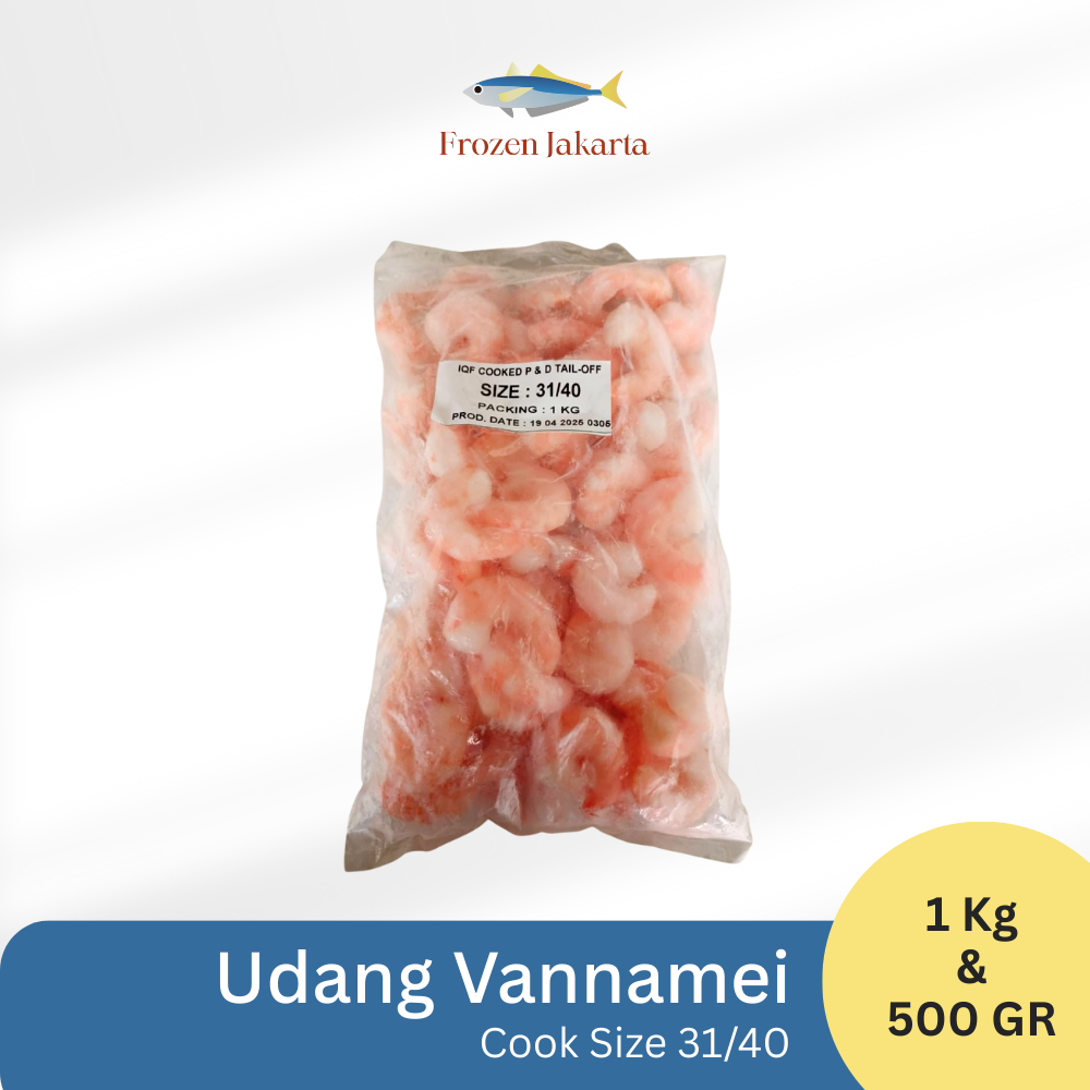

UDANG VANNAMEI IQF RAW/COOK SIZE 31/40 FROZEN JAKARTA 1KG&500GR