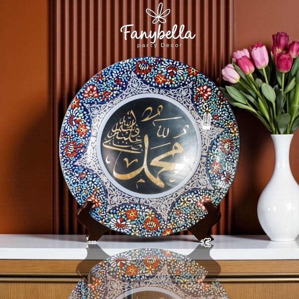 Piring Keramik Pajangan Hiasan Walldecor dinding Merak Kaligrafi Allah Muhammad Capodimonte