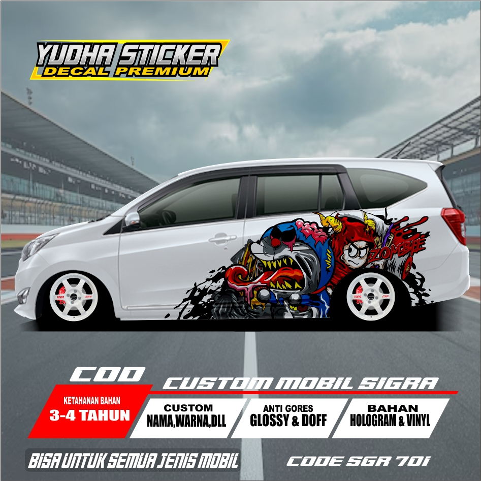 STICKER ANIMASI DORAEMON ZOMBIE BODY MOBIL SIGRA AGYA JAZZ BRIO DLL / SGR 701-710