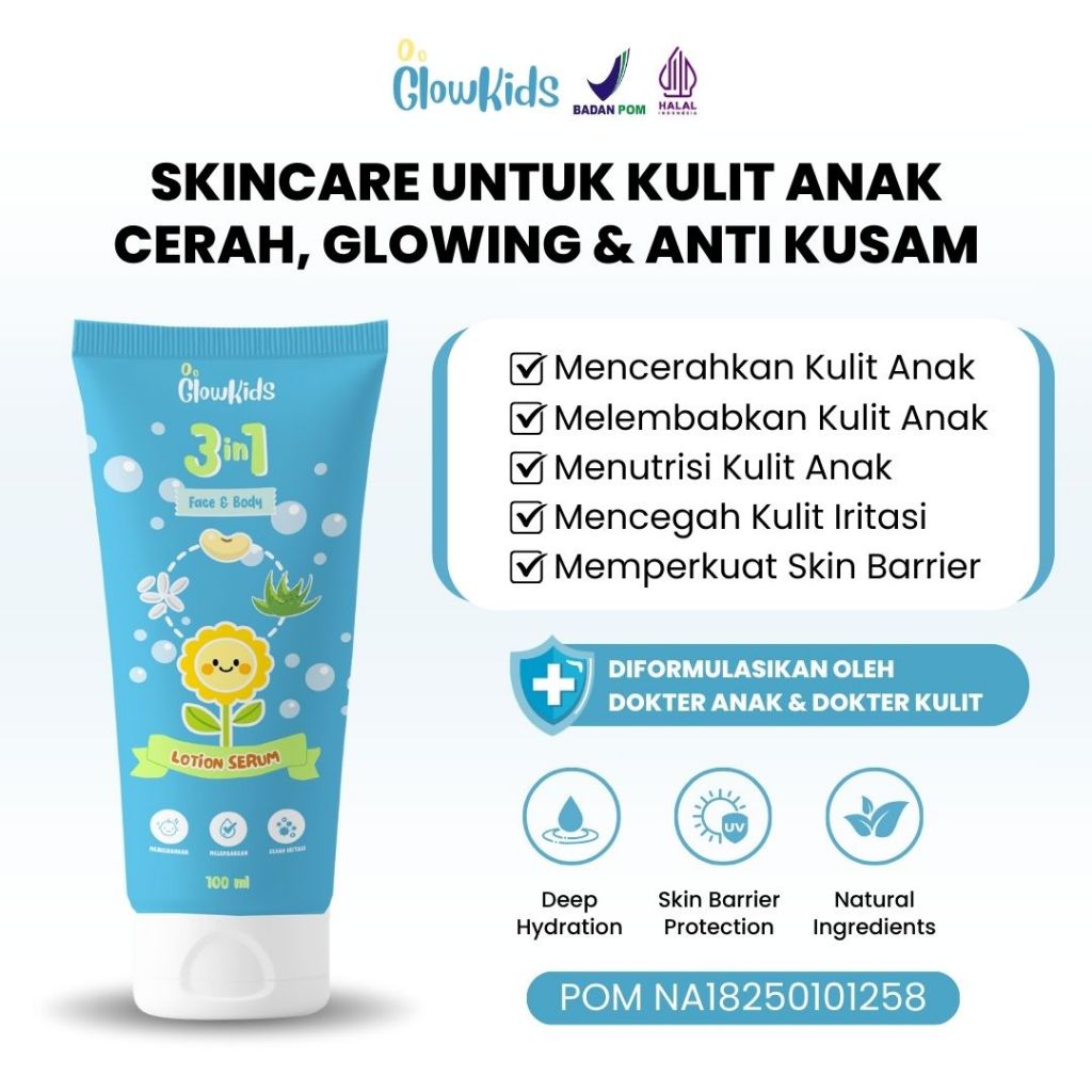 Glowkids Cream Pemutih Bayi Newborn Face And Body Lotion Sunscreen Fpf 50 pa ++++