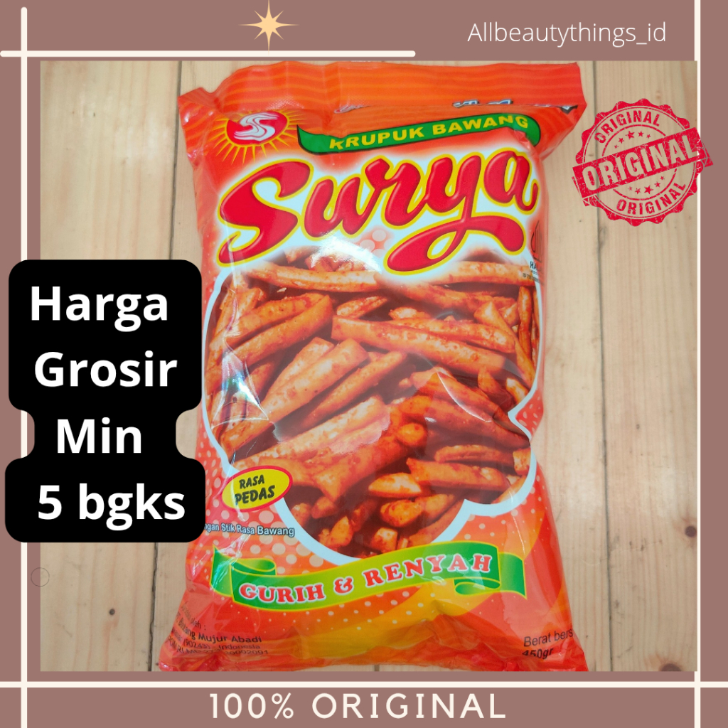 Kerupuk bawang SURYA Rasa pedas oleh oleh Makassar