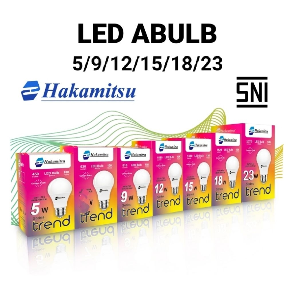Lampu LED Hakamitsu Trend Bulb 5 9 12 15 18 23 Watt / Lampu LED Bulb Cahaya Putih Super Terang Tahan