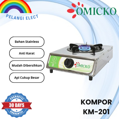 OMICKO Kompor Gas Stainless Anti Karat Api Besar 1 Tungku KM-201 KM 201 / 2 Tungku KM-202 KM 202