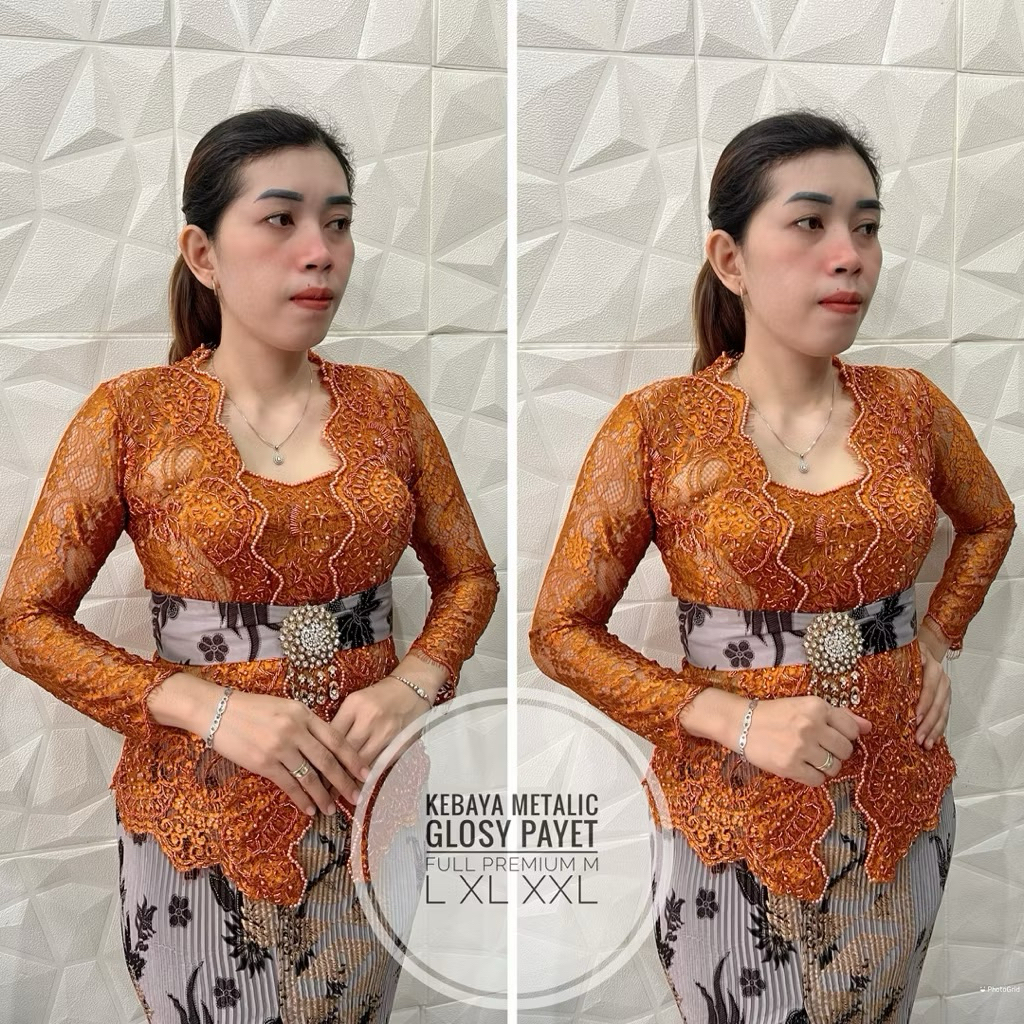 Kebaya Metalic Glosy Full Payet Premium | Kebaya Wisuda | Kebaya Wedding Bali | Kebaya Mewah