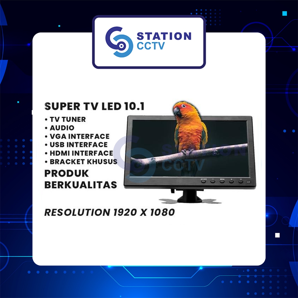 TV LED Monitor 10 Inch TFT Color | Layar Kecil Resolusi Tinggi untuk CCTV, Komputer, dan Display Por
