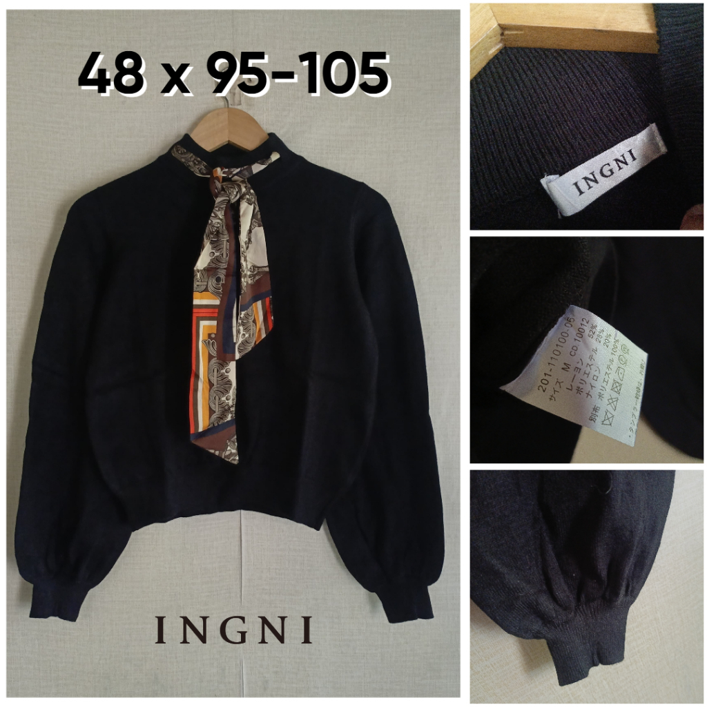 Sweater INGNI Hitam Syal Pita Rajut Knit Bahan Tebal Empuk Lembut Premium Like New OB245