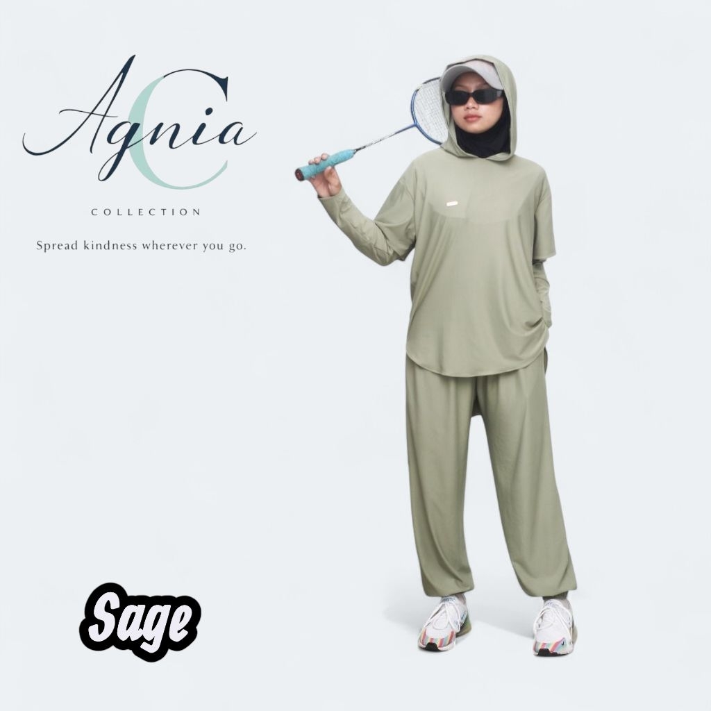 Setelan Jenita Set Baju Olahraga Wanita Muslimah berhijab Set Sport 3 in 1