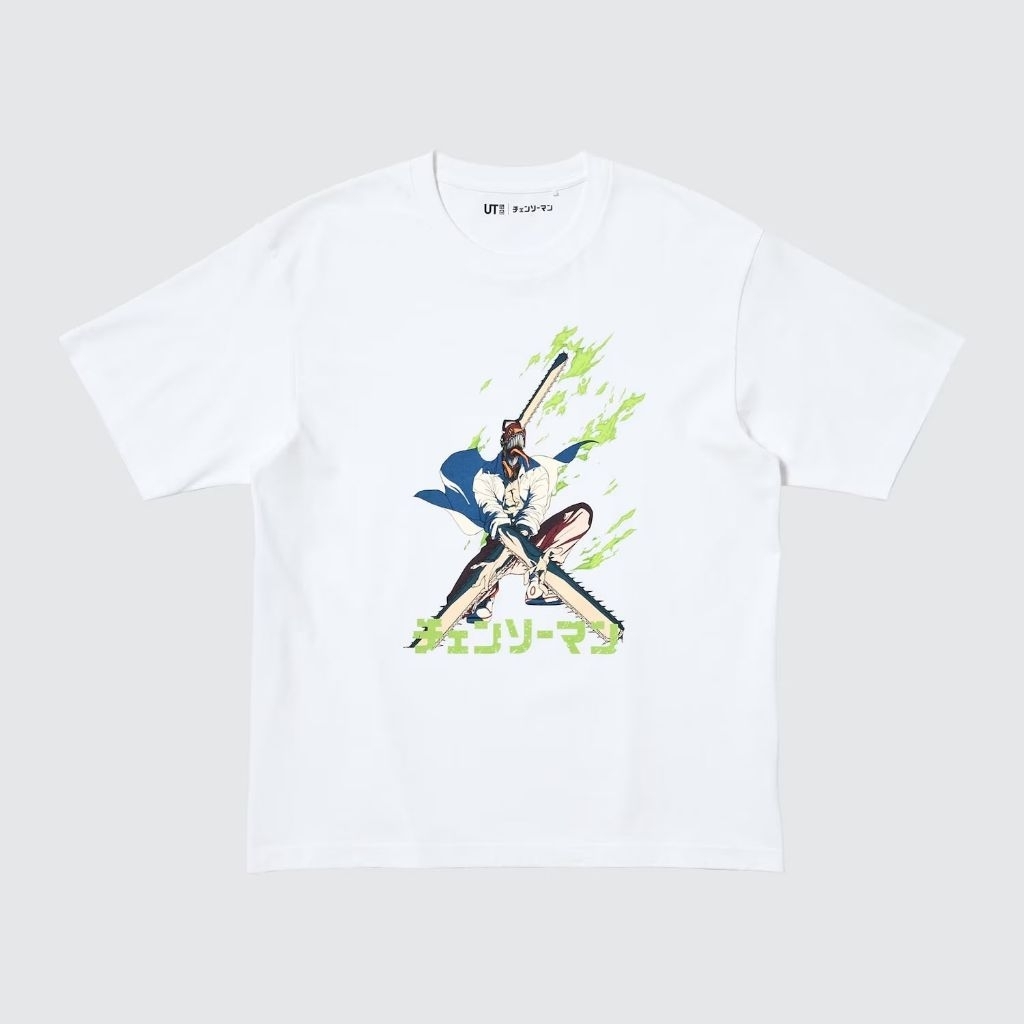 Tshirt Uniqlo x Chainsaw Man (Denji) | UT Chainsawman Kaos Lengan Pendek - Putih