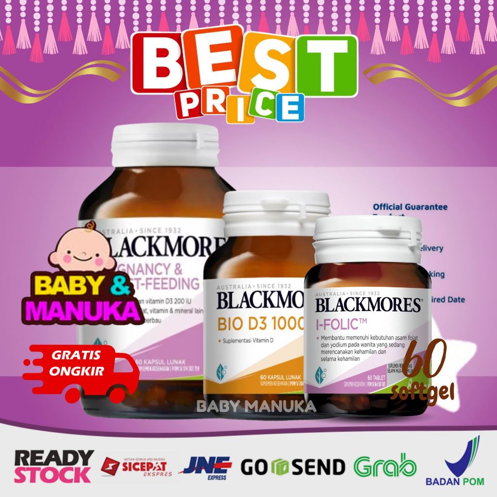 Paket PROMIL PCOS - Blackmores i-folic, Pregnancy dan D3 isi 60 - program hamil