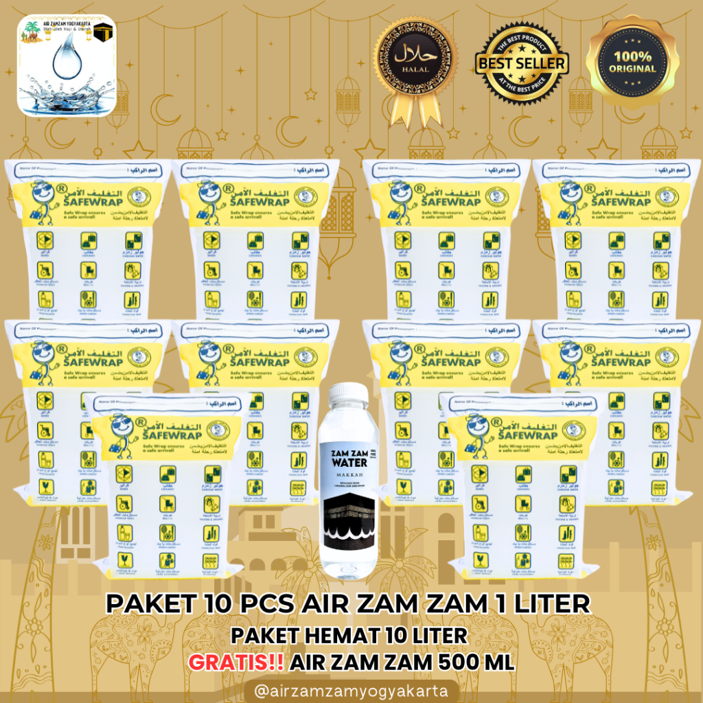 

PAKET HEMAT 10 PCS AIR ZAM ZAM 1 LITER ORIGINAL | Gratis!! Air zamzam 500ml