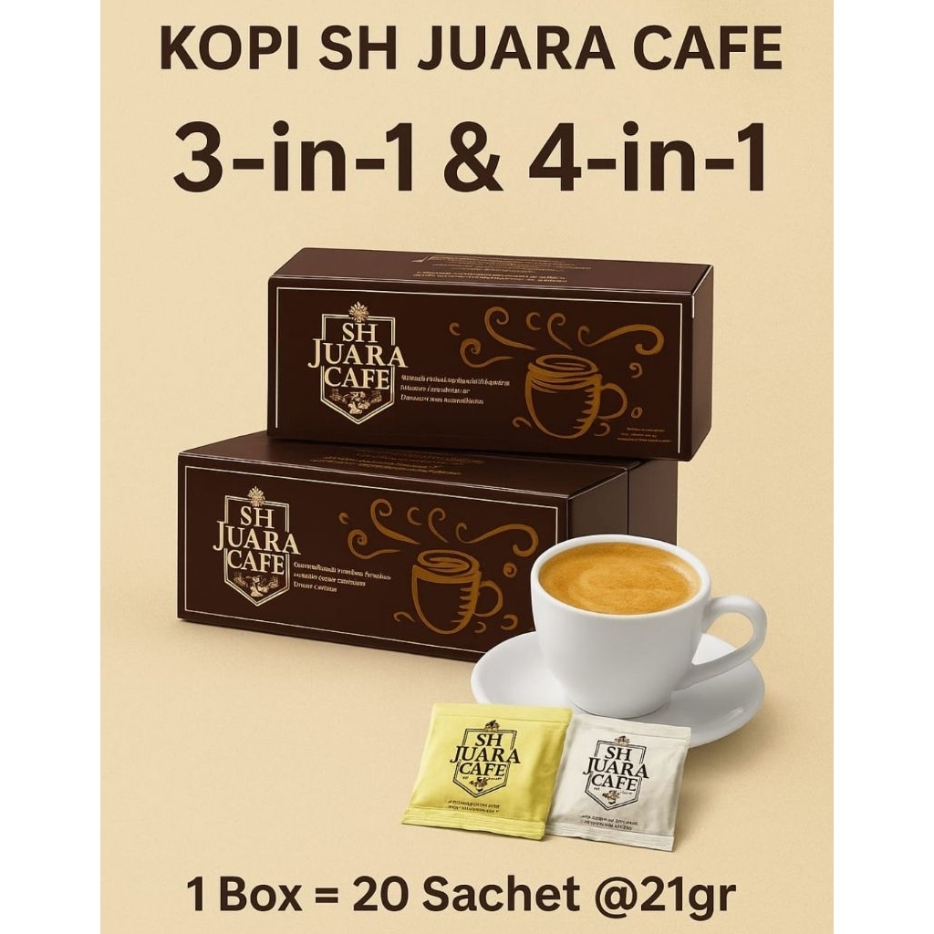 

Kopi Jawara 100% Original Mix 10 Saset Gold 4. in 1 dan 10 Saset Silver 3 in 1 Total 20 Saset No Tipu. Tipu