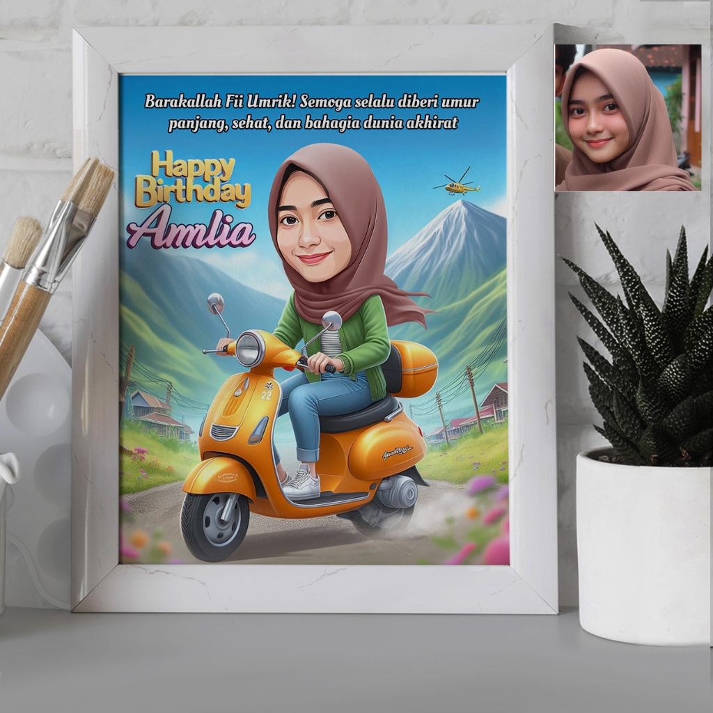Hadiah Kado Ulang tahun Cewek Cowok Desain Karikatur Custom Unik dan Menarik Kado Wisuda / Kado Pern
