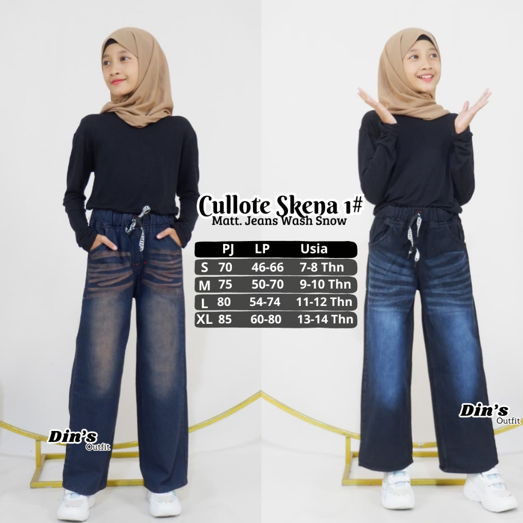 Celana Jeans Skena Anak Perempuan // Celana Kulot jeans anak perempuan skena 6-14 Tahun // Kulot jea