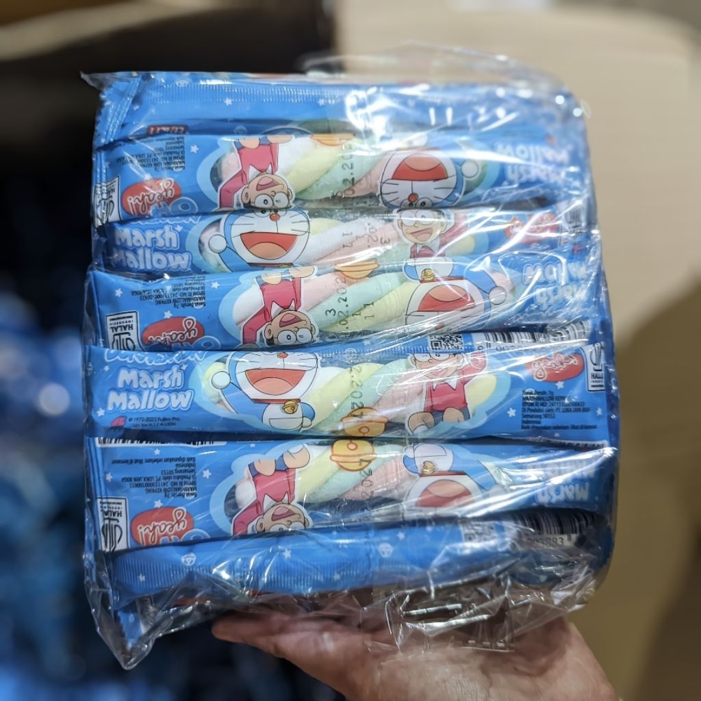 

Marshmallow Doraemon Empuk Lembut – Camilan Manis Halal Anak & Keluarga | 1 pack isi 20 pcs