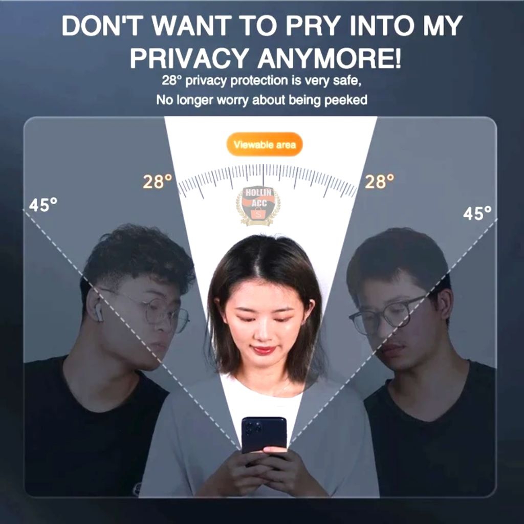 Vivo Proteksi Layar Anti-Spy 9H | Tempered Glass Privacy Filter HP Anti Gores & Sidik Jari