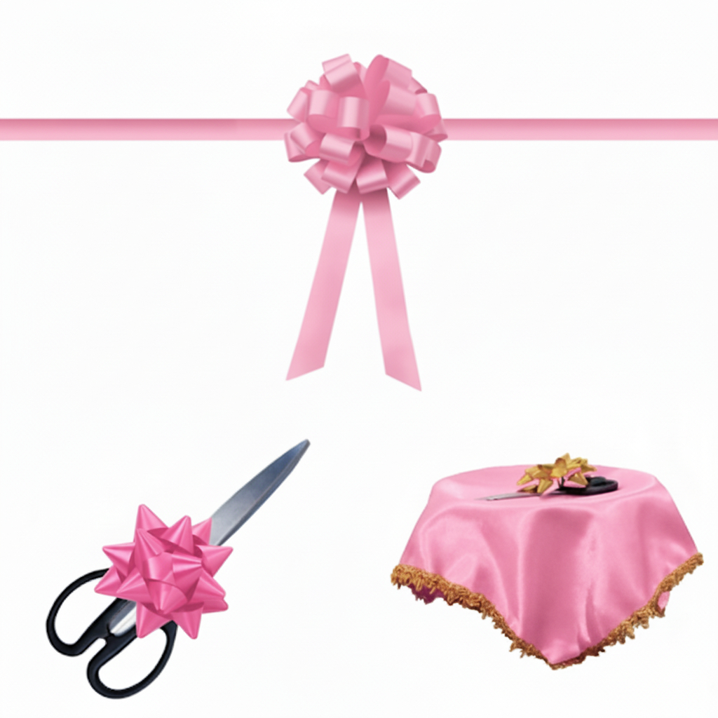 

Pita Peresmian Pink Muda Custom Untuk Opening Potong Pita Kantor / Toko / Gedung