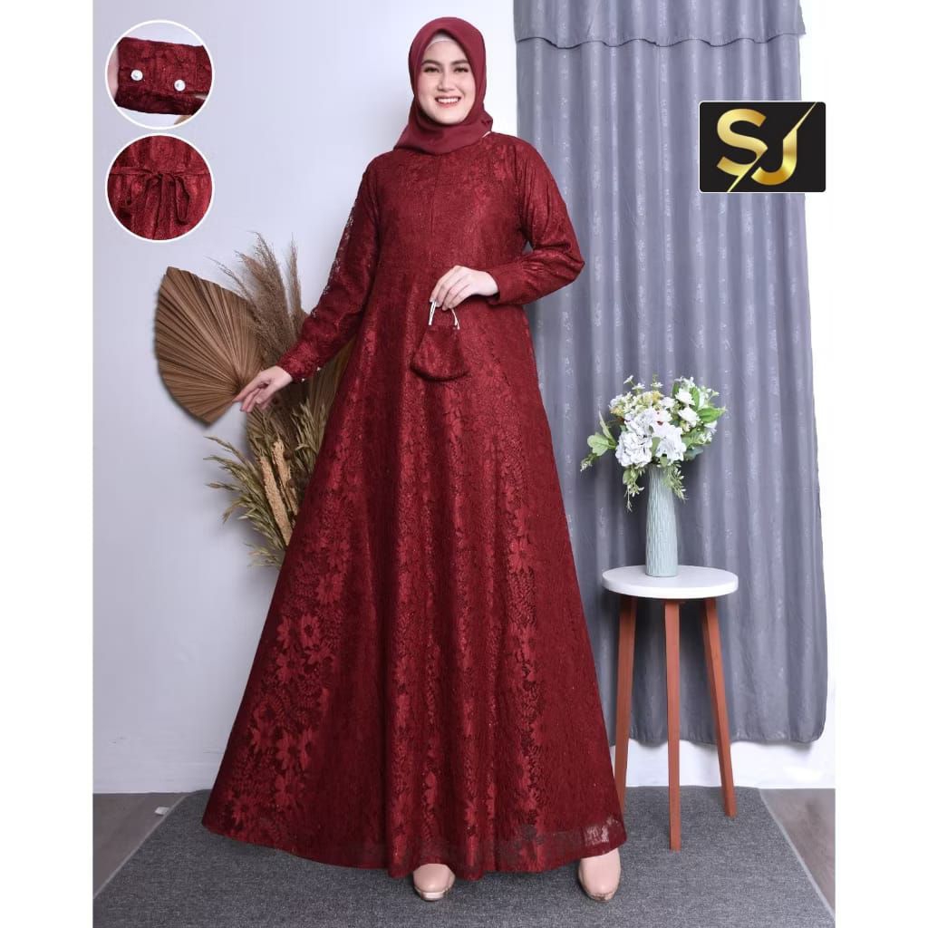 GAMIS WANITA BROKAT SERAGAMAN MODEL TERBARU SUPER MEWAH/GAMIS WANITA IMPORT PREMIUM VIRAL