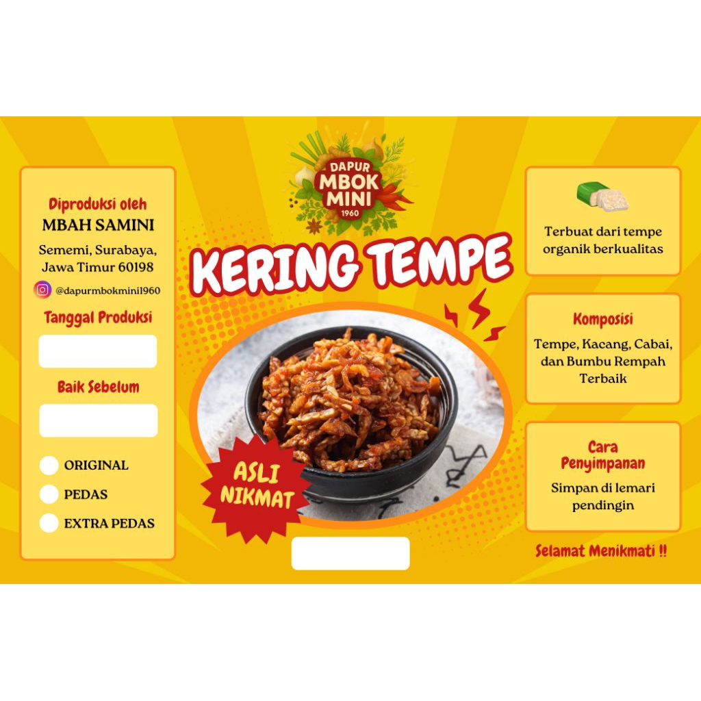 

TEMPE KERING - TEMPE OREK POUCH 150g / 250g / 500g / 1kg RESEP NENEK MOYANG