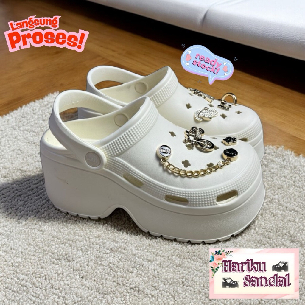 Sandal Clog Baim Wanita Cantik Trendi Eiffel Jibitz Terbaru 819-I