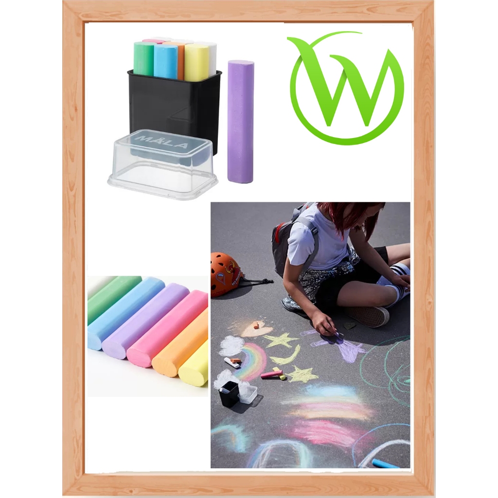 

Kapur tulis isi 9 pcs dengan kotak penyimpanan mudah digenggam besar aman anak kreativitas MALA Chalks, warna campuran