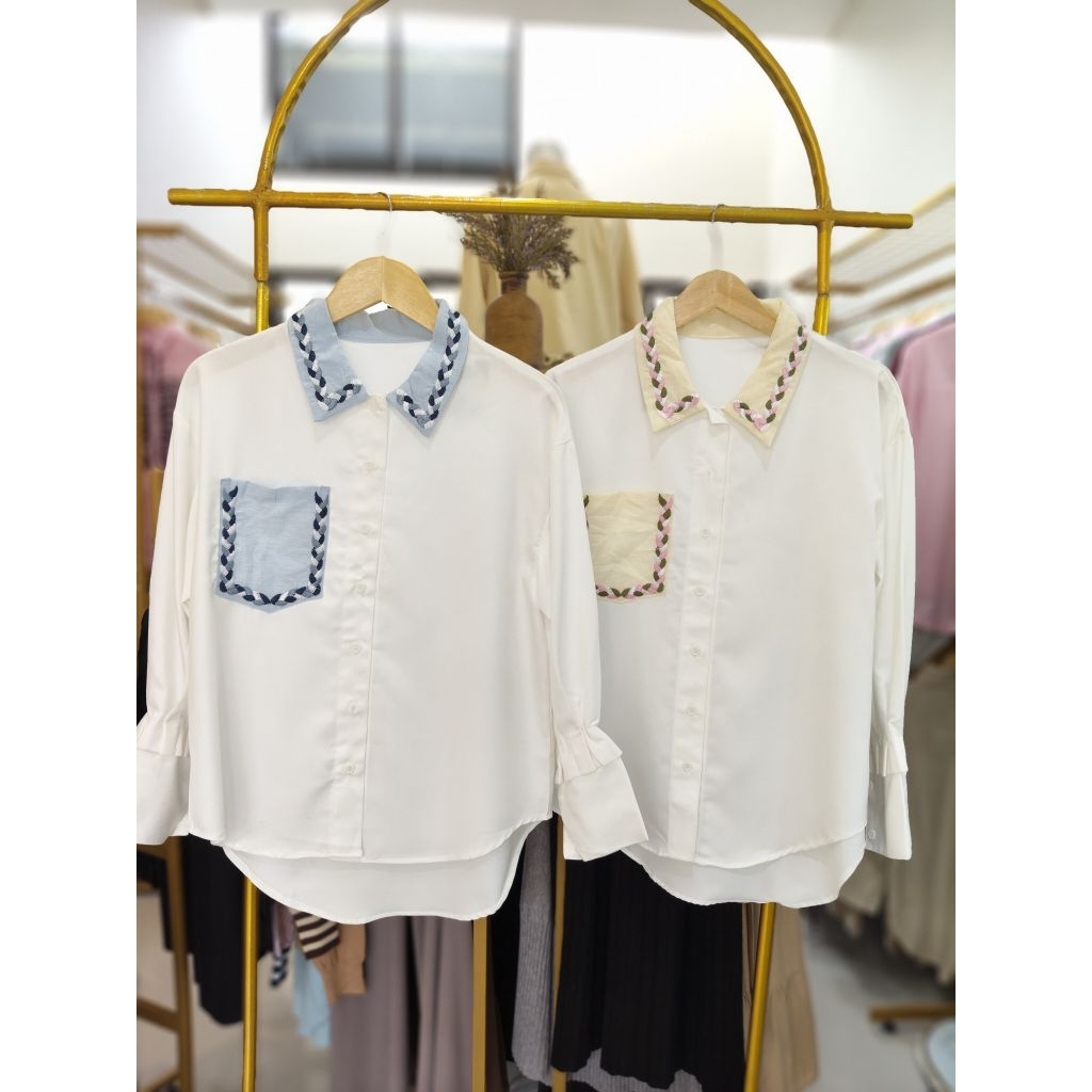 kemeja import wanita katun premium