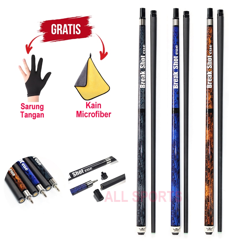 Jump Break Shot Carbon Cue Stick Billiard 13.5mm - StikBilyar Loncat Kibau Billiar Karbon