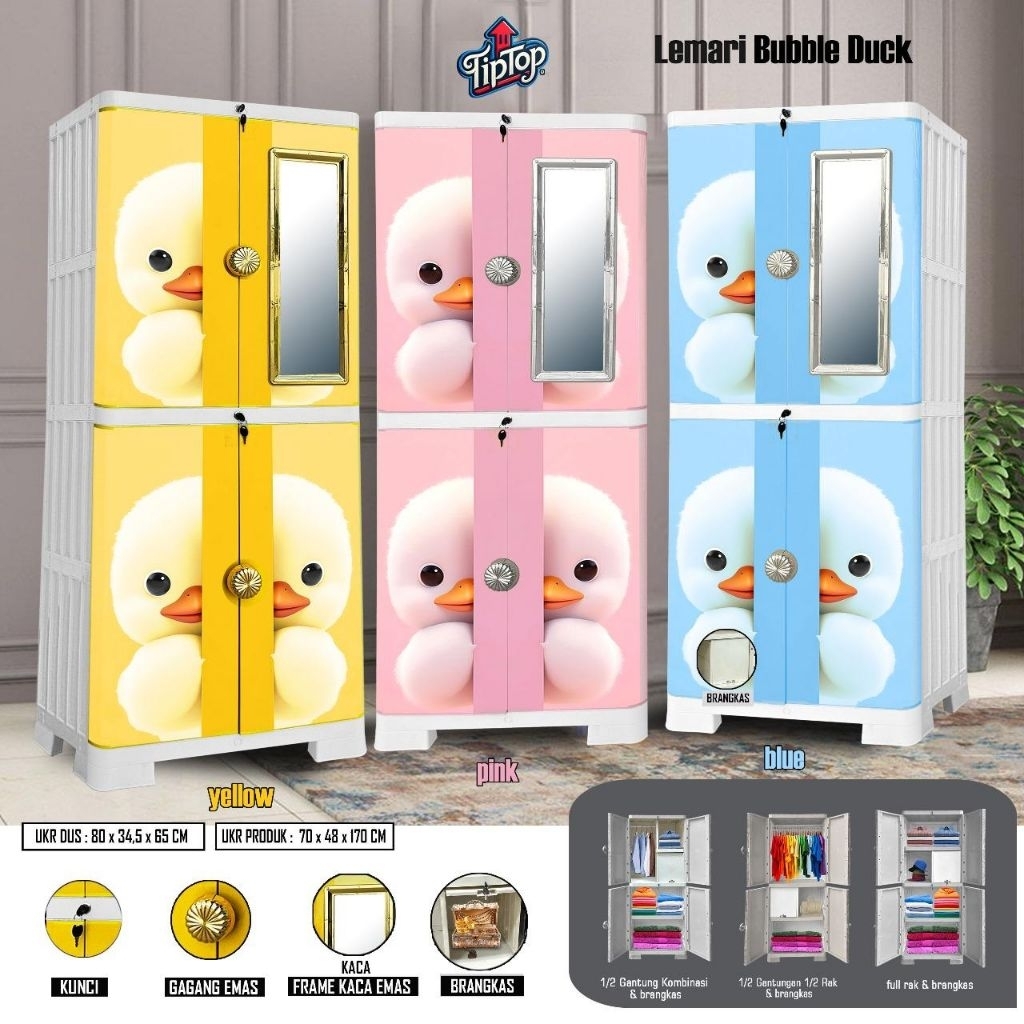 AKAKO - Lemari TIPTOP CURVE Motif Printing Gantung - Lemari Pakaian Plastik Jumbo Minimalis Murah Ba