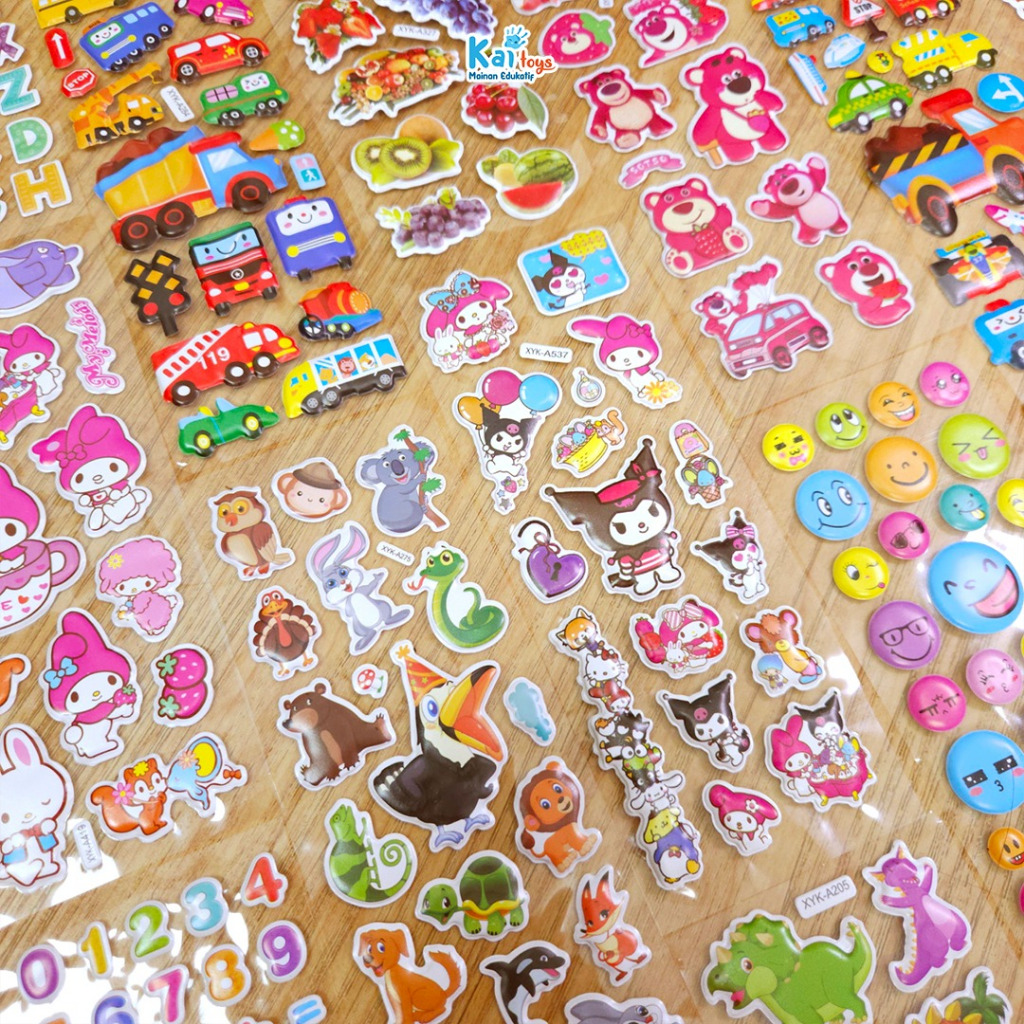 

Sticker Timbul 3D / Sticker Anak Perempuan / Sticker 3D Sticker Anak Anak Tema Hewan Transportasi Dino Angka Huruf Stiker Timbul Karakter Lucu / Sticker Anak Laki laki