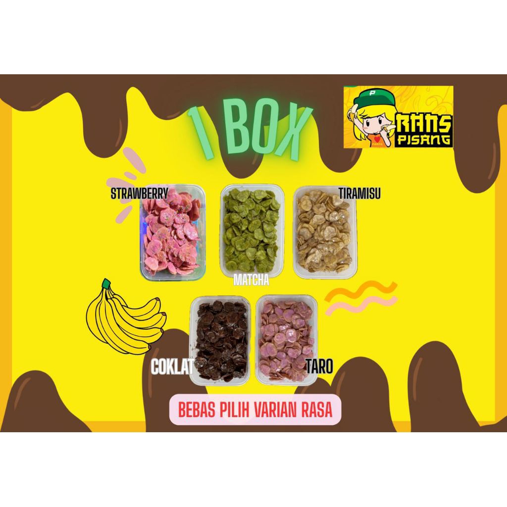 

Keripik Pisang Lumer Coklat kemasan 500ml Bebas Pilih Varian Rasa
