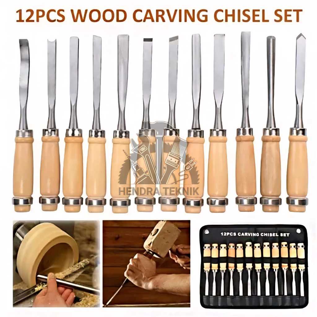 

TATAH UKIR SET PAHAT UKIR 12 PCS WOOD TURNING CHISSEL PAAK KERAJINAN KETAM GAGANG KAYU SET