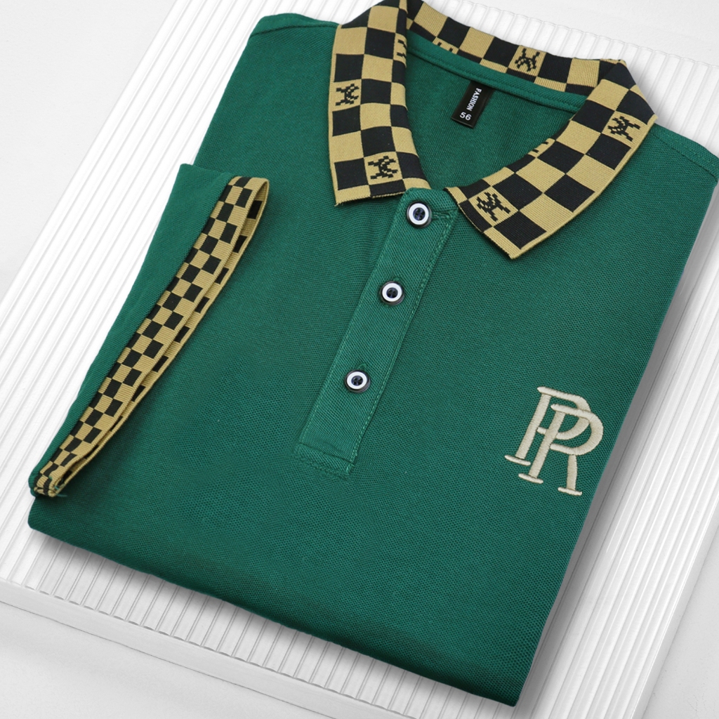 Kaos Polo Pria Kerah Kotak-kotak Katun Premium