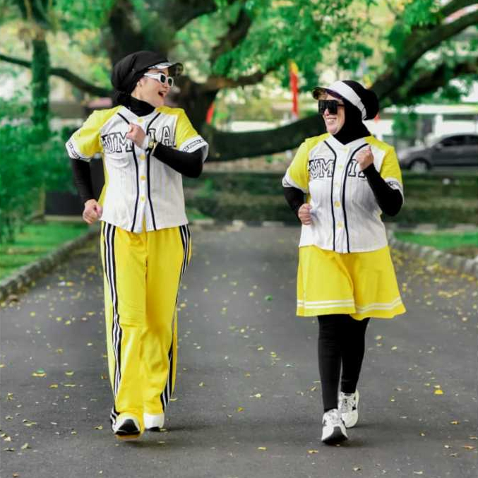 Set Ottelo by Numiaa Fashion I Setelan Sporty Muslim Wanita Setelan Rok Celana LD 120cm