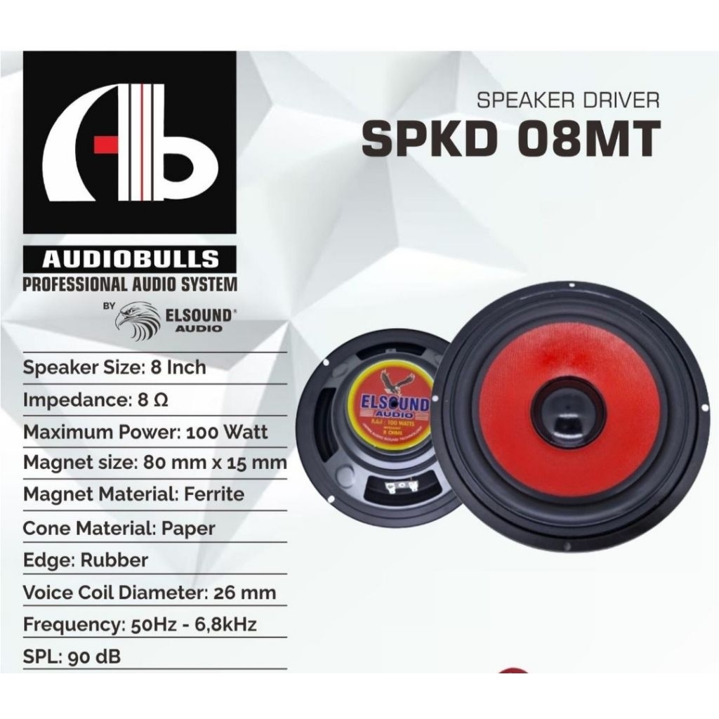 Elsound speaker komponen 8 inch spiker 8" speker 8in elsound original