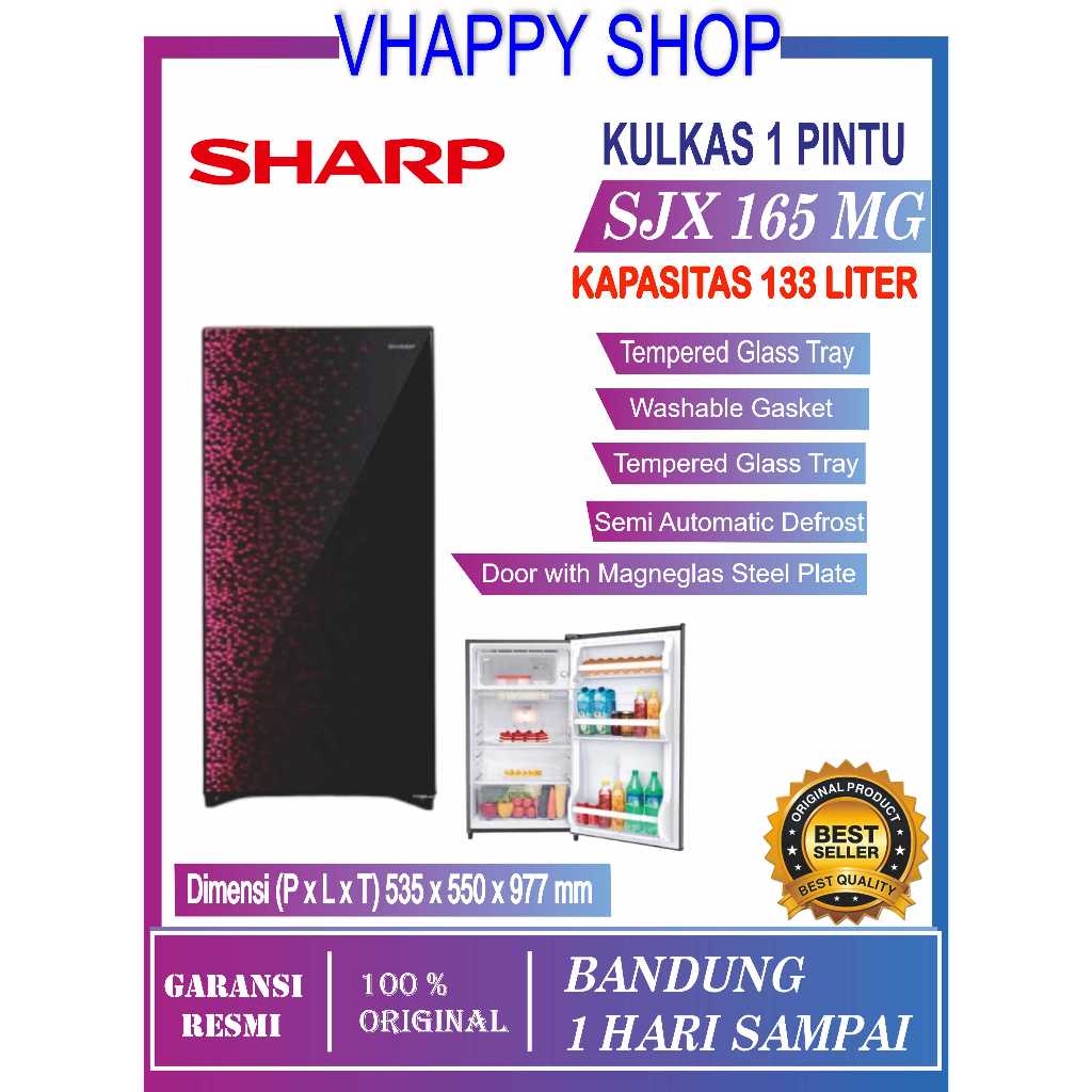 KULKAS SHARP 1 PINTU SJX165MG SJX 165 MG