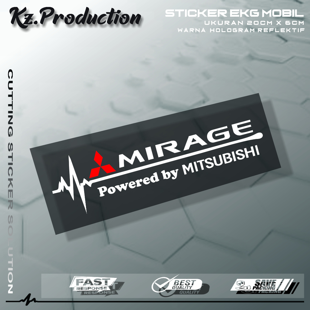 Sticker Cutting Kaca Mobil Mitsubishi Mirage Motif Detak Jantung EKG Mobil Mitsubishi