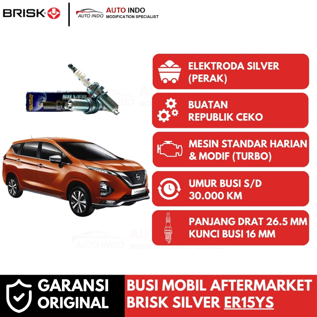 Busi Mobil Brisk Silver Racing ER15YS untuk Nissan All New Livina | Garansi Asli